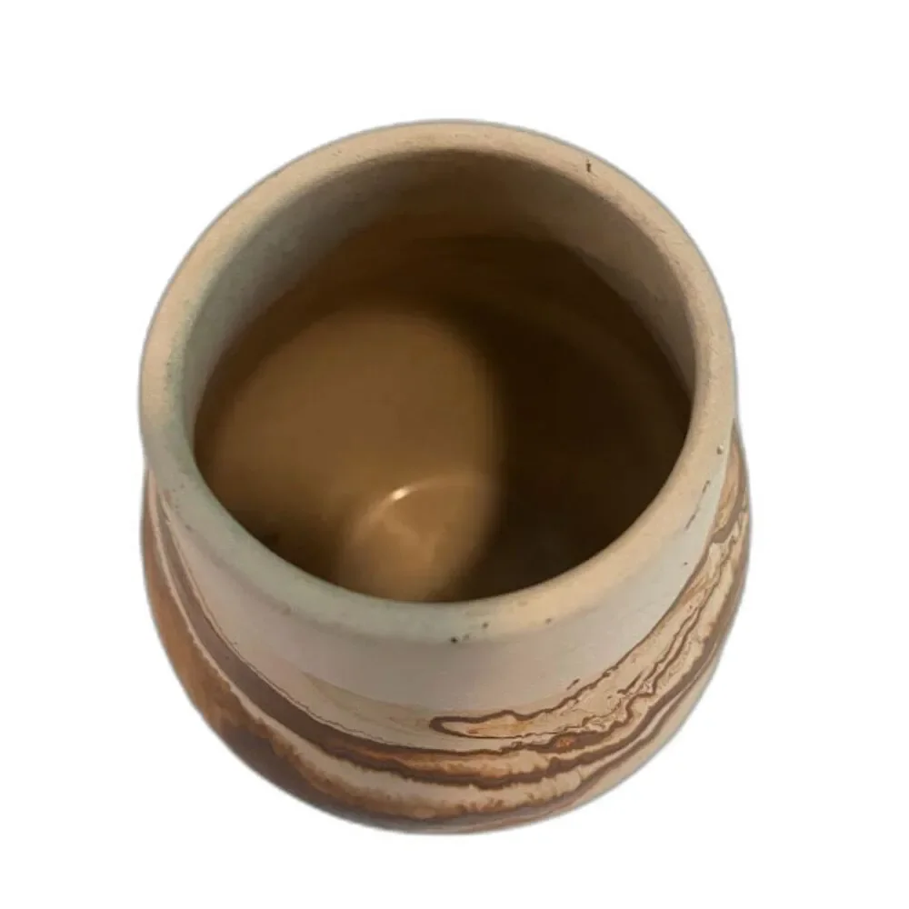 Vtg Nemadji Pottery USA Brown Swirl Vase Native Rustic Unglazed Clay Decor